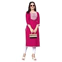 Women Rayon Embroidered Kurti Three Quarter Sleeve