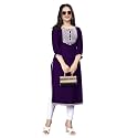 Women Rayon Embroidered Kurti Three Quarter Sleeve