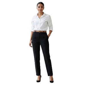 Women Regular Fit Black Formal Pant for