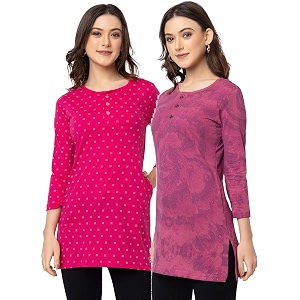 Women Regular Fit Henley All Over Print