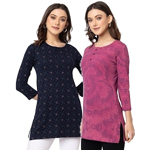 Women Regular Fit Henley All Over Print