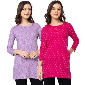 Women Regular Fit Henley All Over Print
