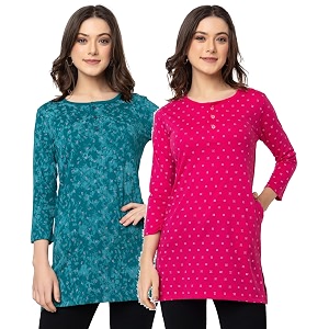 Women Regular Fit Henley All Over Print