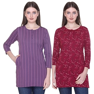 Women Regular Fit Henley All Over Print