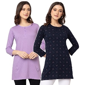 Women Regular Fit Henley All Over Print