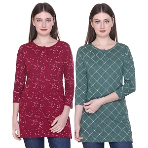 Women Regular Fit Henley All Over Print