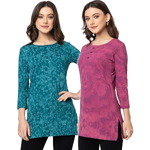 Women Regular Fit Henley All Over Print