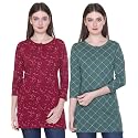 Women Regular Fit Henley All Over Print