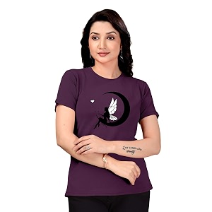 Women Round Neck Printed Cotton Blend Regular
