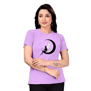 Women Round Neck Printed Cotton Blend Regular