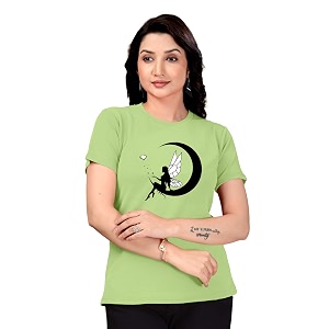 Women Round Neck Printed Cotton Blend Regular