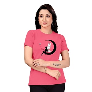 Women Round Neck Printed Cotton Blend Regular