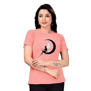 Women Round Neck Printed Cotton Blend Regular