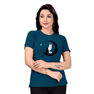 Women Round Neck Printed Cotton Blend Regular