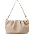 Women Ruched Shoulder Handbag Cloud Pouch Hobo Bag Convertible Clutch Soft Vegan Leather Cross body Bag