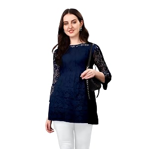 women russel net with crepe inner net tops
