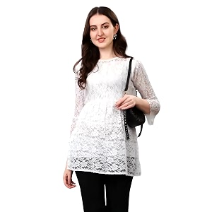 women russel net with crepe inner net tops