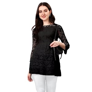 women russel net with crepe inner net tops