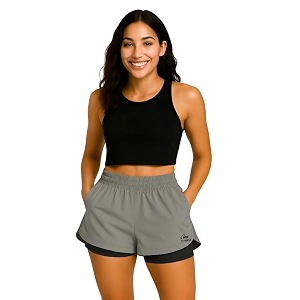 Womens 2-in-1 Running Shorts Quick-Dry Double
