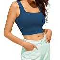 Women's &amp; Girls' Solid Ribbed Square Neck Slim Fit Tank Tops L2609