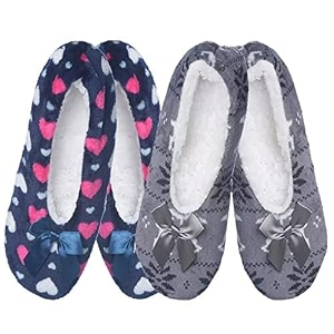women39s amp girls super soft slipper belly socks  winter warm fuzzy velvet material cozy fluffy socks home sleeping wear random colors amp designs pack of 2