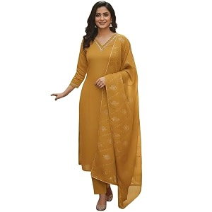 Womens Blue Color Polyester Kurta Set with