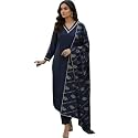 Womens Blue Color Polyester Kurta Set with