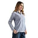Womens Blue Cotton Striped Shirt Regular