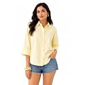 Womens Butter Yellow Cotton Poplin Shirt 