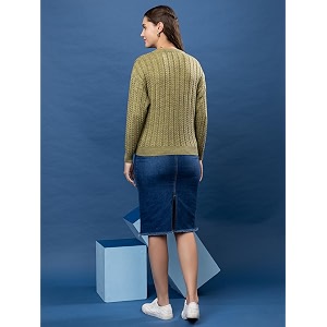 Womens Cable Knit Woolen Pullover Full