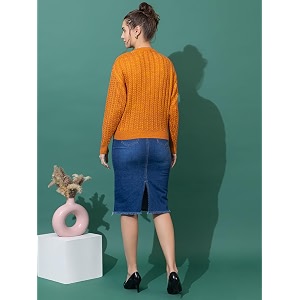 Womens Cable Knit Woolen Pullover Full