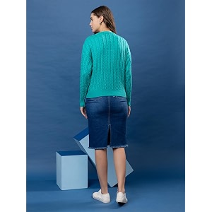 Womens Cable Knit Woolen Pullover Full