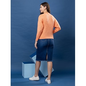 Womens Cable Knit Woolen Pullover Full