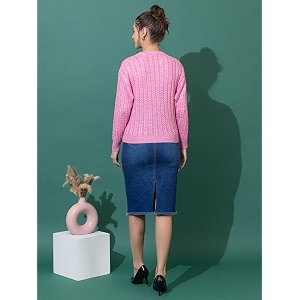Womens Cable Knit Woolen Pullover Full