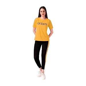 Womens Casual Printed T-Shirt and Track Pant