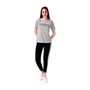 Womens Casual Printed T-Shirt and Track Pant