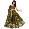 Womens Chinon Lehenga Choli with Dupatta Set