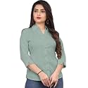 Womens Cotton Blend Solid Formal Shirt with