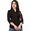 Womens Cotton Blend Solid Formal Shirt with