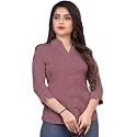 Womens Cotton Blend Solid Formal Shirt with