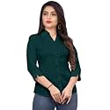 Womens Cotton Blend Solid Formal Shirt with