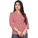Womens Cotton Blend Solid Formal Shirt with