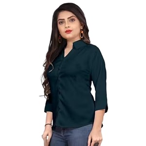 Womens Cotton Blend Solid Shirt - Stylish