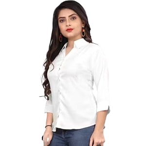 Womens Cotton Blend Solid Shirt - Stylish