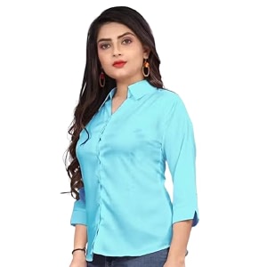 Womens Cotton Blend Solid Shirt - Stylish