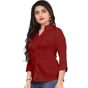 Womens Cotton Blend Solid Shirt - Stylish