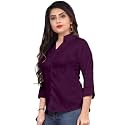 Womens Cotton Blend Solid Shirt Stylish