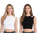 Womens Cotton Rib Strechable Tank TopsCrop Tops