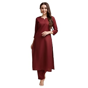 womens cotton silk zari kurta pant set