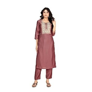 womens cotton silk zari kurta pant set